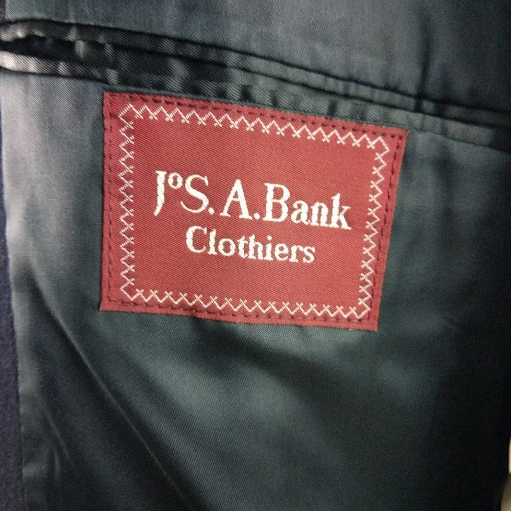 Jos A Bank Clothiers Red Label 44L Wool 2 Gold Button Blue Blazer Sport Coat